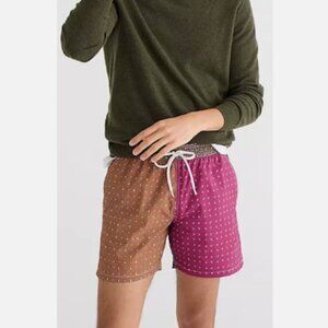 J.CREW 6" Stretch Swim Trunk Paisley Print NWT Swim Shorts Mesh Liner Beach Men